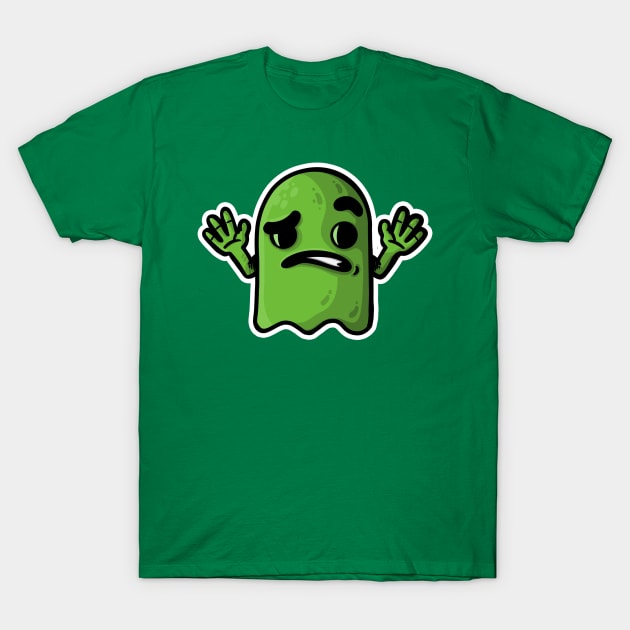 confused little green ghost w T-Shirt by manuvila